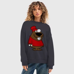 Женский свитшот oversize без начеса хлопок Бобер - фото 2