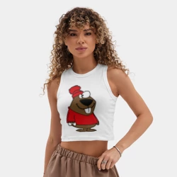 Женская укороченная майка-топ хлопок Бобер - фото 2