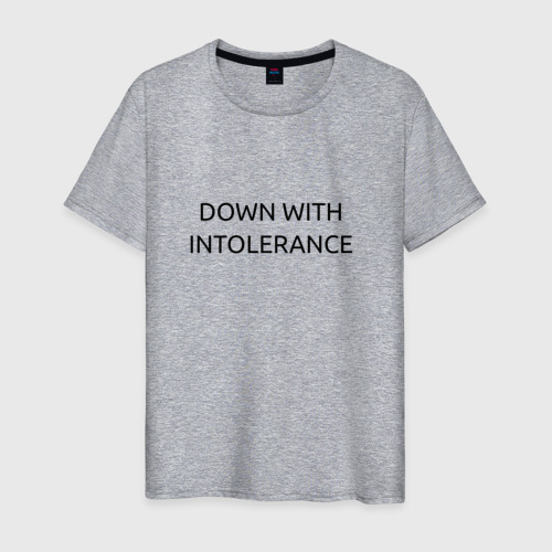 Мужская футболка хлопок down with intolerance, цвет меланж