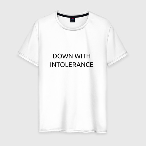 Мужская футболка хлопок down with intolerance, цвет белый