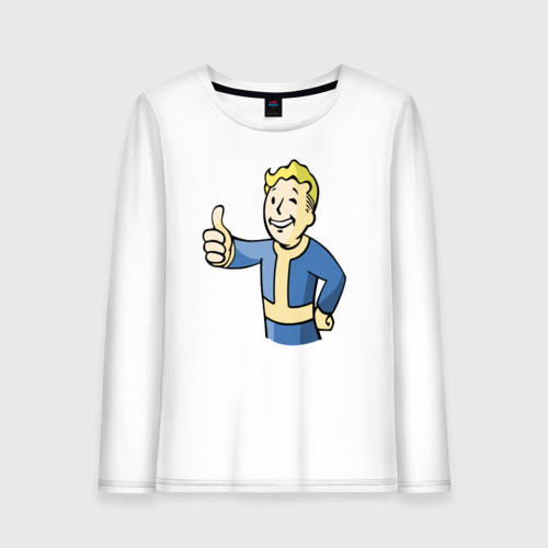 Женский лонгслив хлопок Fallout Vault boy, цвет белый