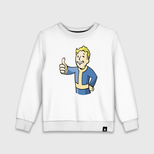 Детский свитшот хлопок Fallout Vault boy, цвет белый