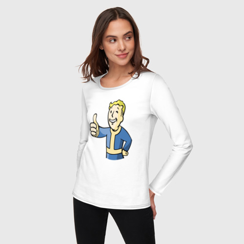 Женский лонгслив хлопок Fallout Vault boy, цвет белый - фото 3