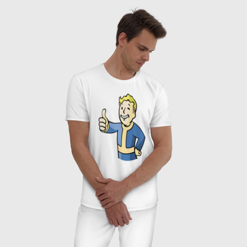 Мужская пижама хлопок Fallout Vault boy, цвет белый - фото 3
