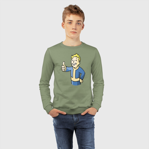 Детский свитшот хлопок Fallout Vault boy, цвет авокадо - фото 7