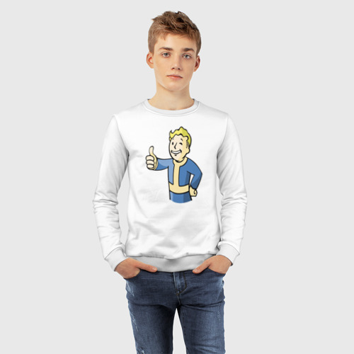 Детский свитшот хлопок Fallout Vault boy, цвет белый - фото 7