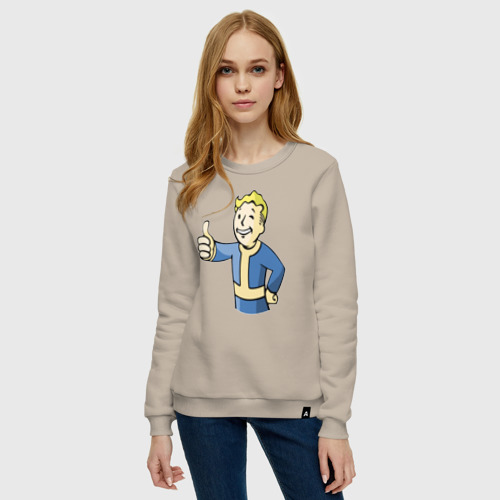 Женский свитшот хлопок Fallout Vault boy, цвет миндальный - фото 3