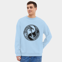 Мужской свитшот oversize без начеса хлопок Два дракона Инь Янь - фото 2