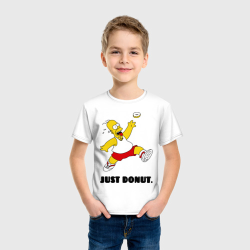Детская футболка хлопок Гомер Симпсон - Только пончик, цвет белый - фото 3