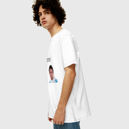 Мужская футболка хлопок Oversize Месси, цвет белый - фото 5
