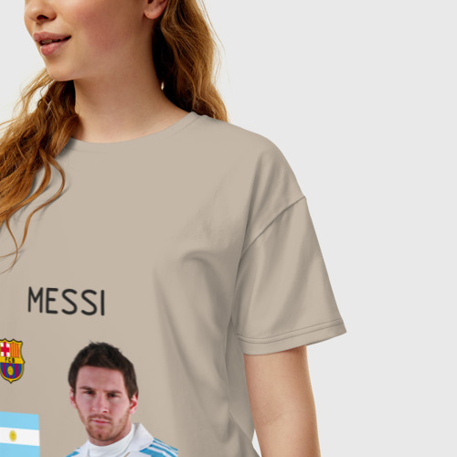 Женская футболка хлопок Oversize Месси, цвет миндальный - фото 3