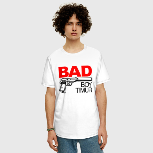 Мужская футболка хлопок Oversize Bad boy Timur, цвет белый - фото 3