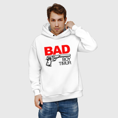 Мужское худи Oversize хлопок Bad boy Timur, цвет белый - фото 3