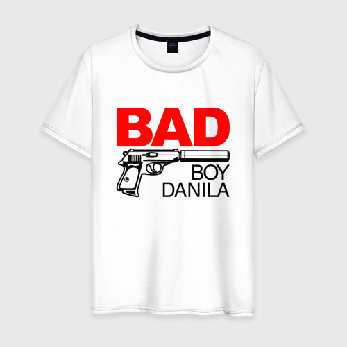 Мужская футболка из хлопка с принтом Bad boy Danila, вид спереди №1