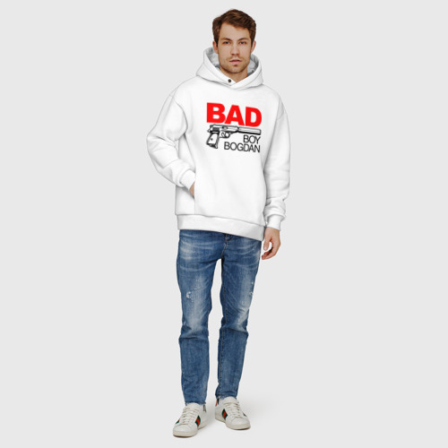 Мужское худи Oversize хлопок Bad boy Bogdan, цвет белый - фото 6