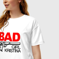 Женская футболка хлопок Oversize Bad girl Kristina - фото 2