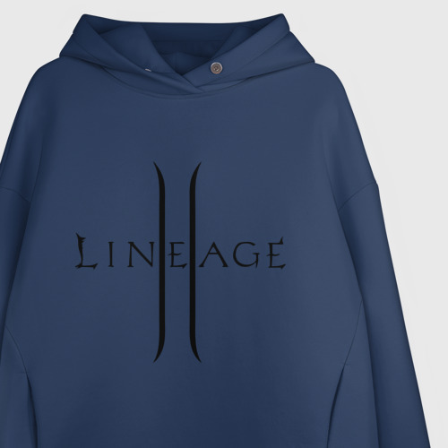 Женское худи Oversize хлопок Lineage logo, цвет темно-синий - фото 3