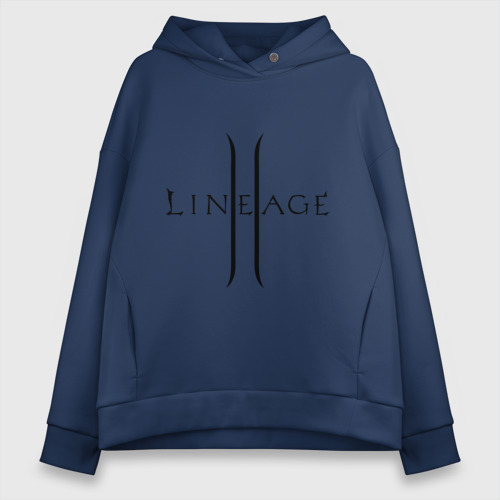 Женское худи Oversize хлопок Lineage logo, цвет темно-синий