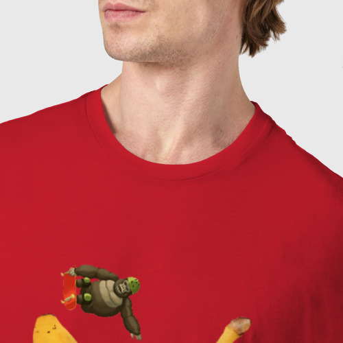 Мужская футболка хлопок Прыжок на банане, цвет красный - фото 6