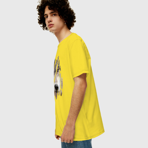 Мужская футболка хлопок Oversize Волк - моё второе Я, цвет желтый - фото 5