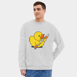 Мужской свитшот oversize без начеса хлопок Утенок с ружъем - фото 2