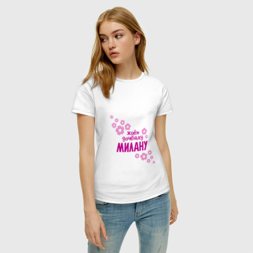 Женская футболка хлопок Ждем доченьку Милану, цвет белый - фото 3