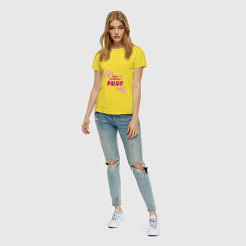 Женская футболка хлопок Ждем доченьку Милану, цвет желтый - фото 5