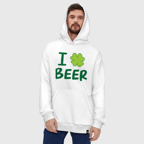 Худи SuperOversize хлопок Love beer, цвет белый - фото 5