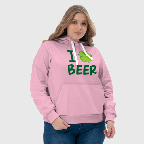 Женская толстовка хлопок Love beer, цвет светло-розовый - фото 6