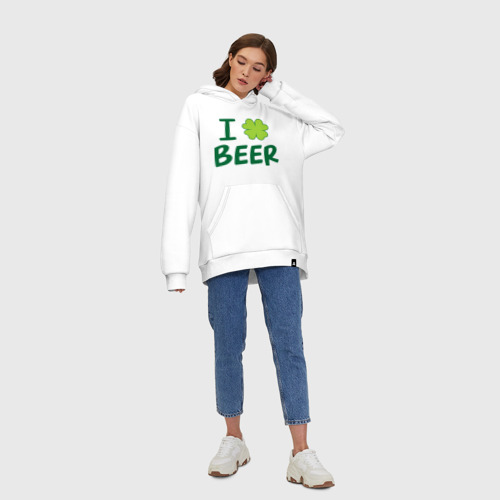 Худи SuperOversize хлопок Love beer, цвет белый - фото 8