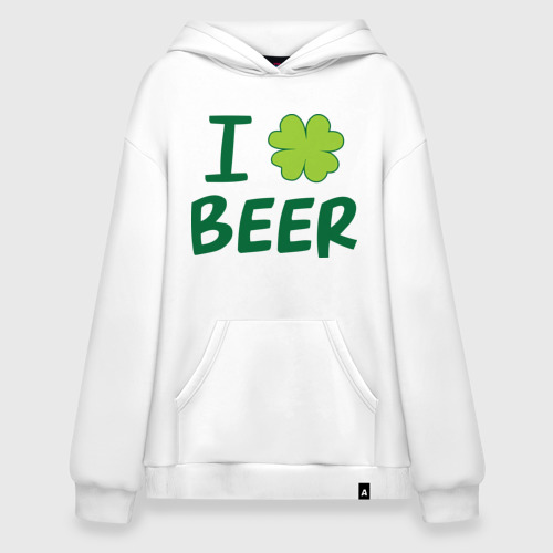 Худи SuperOversize хлопок Love beer, цвет белый