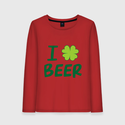 Женский лонгслив хлопок Love beer, цвет красный