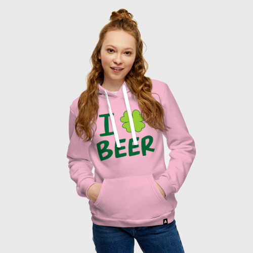 Женская толстовка хлопок Love beer, цвет светло-розовый - фото 3