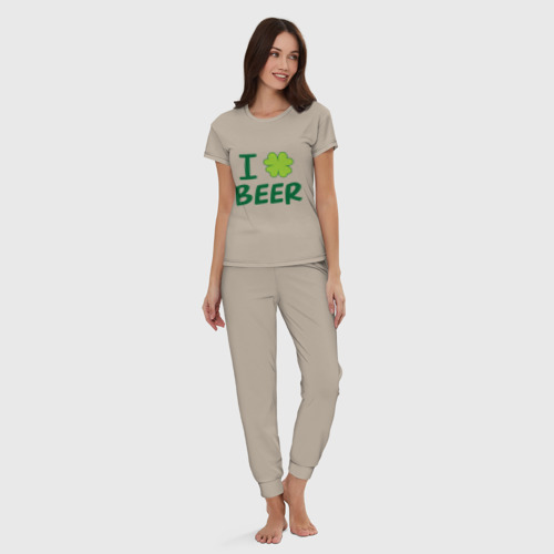 Женская пижама хлопок Love beer, цвет миндальный - фото 5