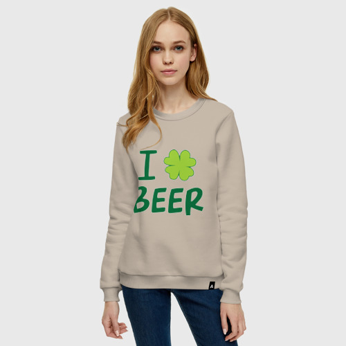 Женский свитшот хлопок Love beer, цвет миндальный - фото 3