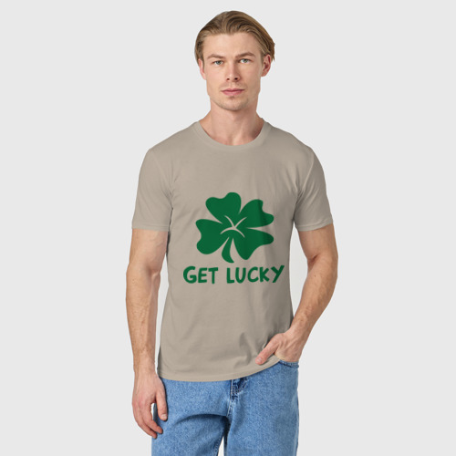 Мужская футболка хлопок Get lucky, цвет миндальный - фото 3