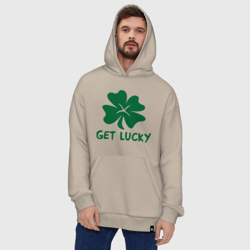 Худи SuperOversize хлопок Get lucky, цвет миндальный - фото 5