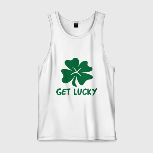 Мужская майка хлопок Get lucky, цвет белый