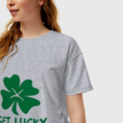 Женская футболка хлопок Oversize Get lucky - фото 2