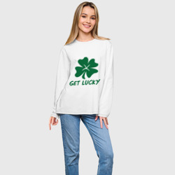 Женский лонгслив oversize хлопок Get lucky - фото 2