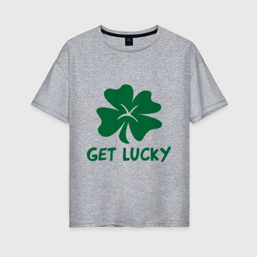 Женская футболка хлопок Oversize Get lucky, цвет меланж