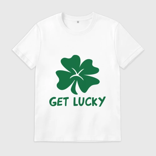 Мужская футболка хлопок с принтом Get lucky, вид спереди #2