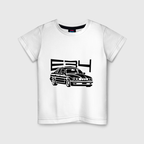 Детская футболка хлопок BMW E34, цвет белый