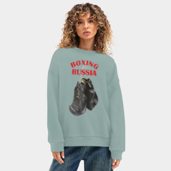 Женский свитшот oversize без начеса хлопок Перчатки чемпиона - фото 2