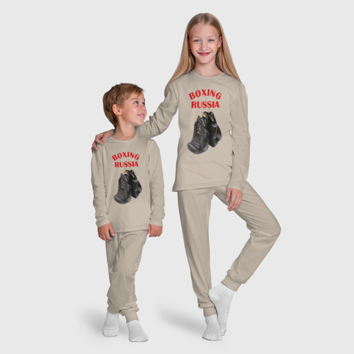 Детская пижама с лонгсливом хлопок Перчатки чемпиона, цвет миндальный - фото 9