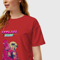 Женская футболка хлопок Oversize Hotline Miami - фото 2