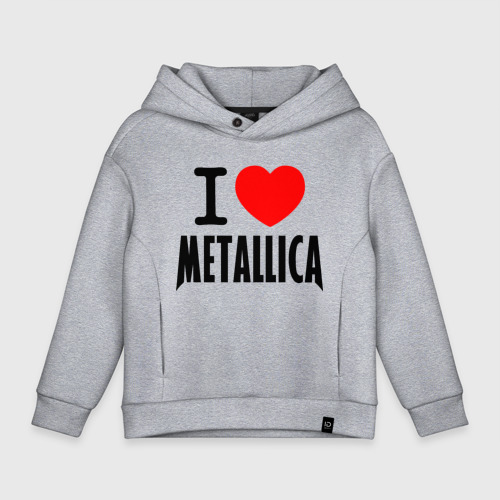 Детское худи Oversize хлопок I love Metallica, цвет меланж