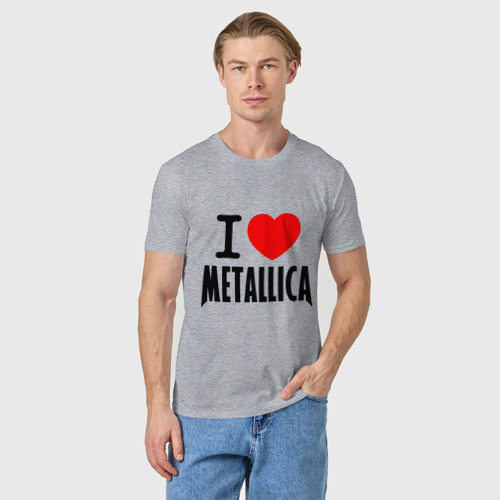 Мужская футболка хлопок I love Metallica, цвет меланж - фото 3