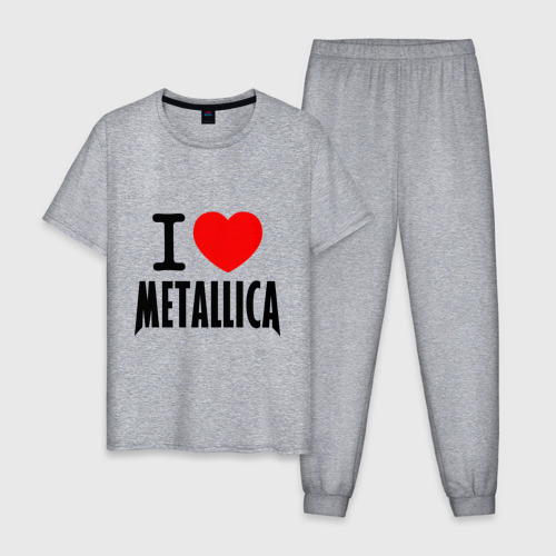 Мужская пижама хлопок I love Metallica, цвет меланж