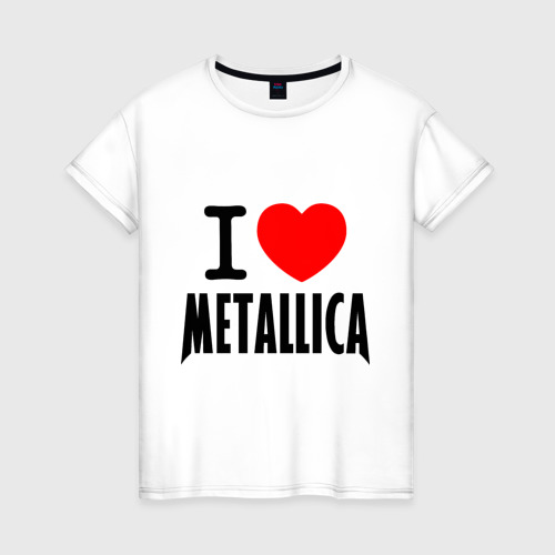 Женская футболка хлопок I love Metallica, цвет белый